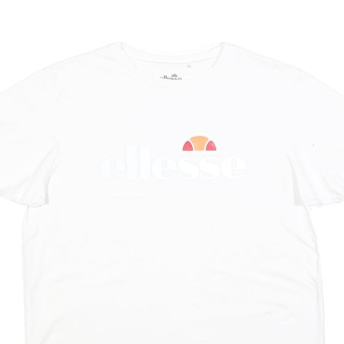 ELLESSE Womens White Logo Graphic T-Shirt M Short Sleeve Crew Neck Cotton Blend