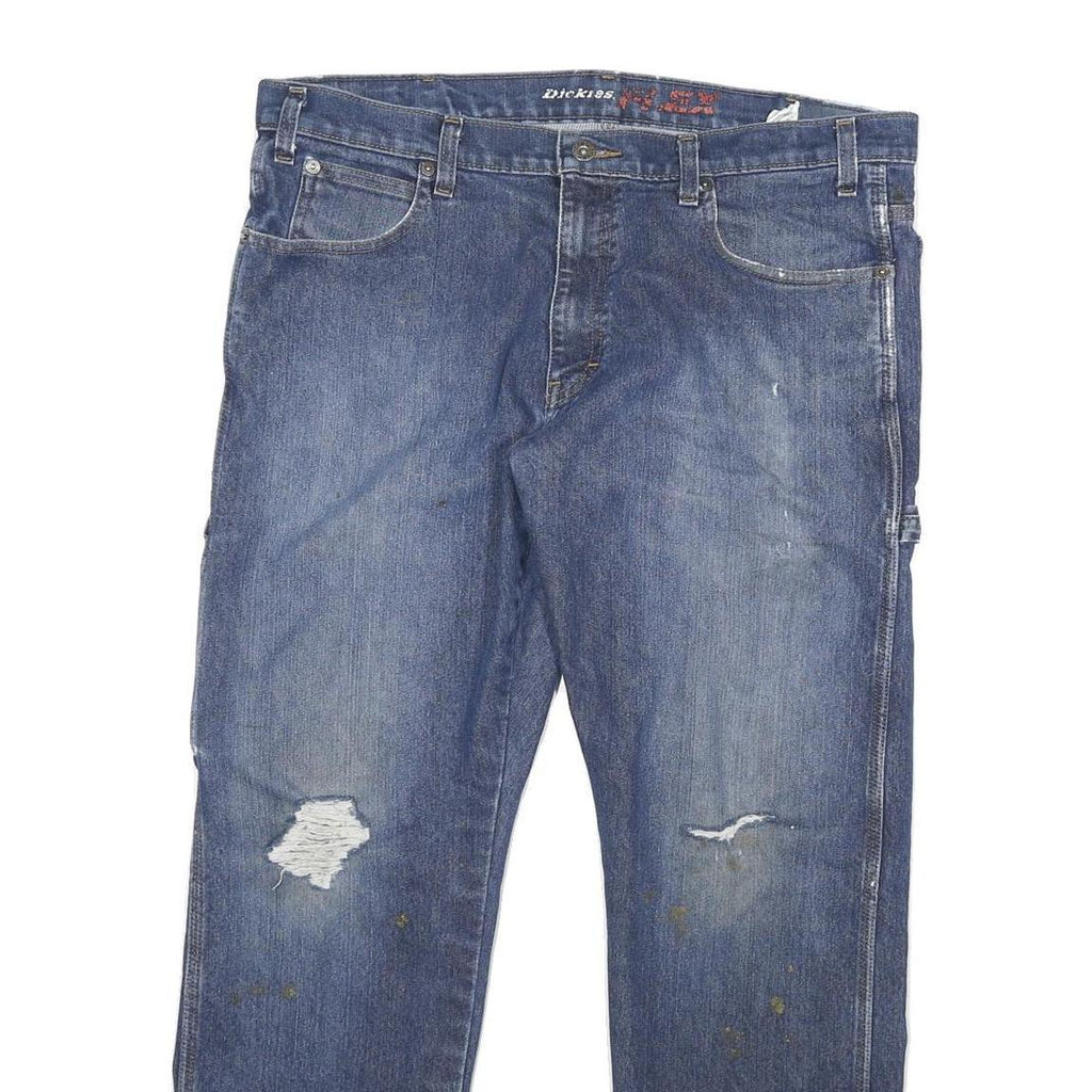 DICKIES Mens Jeans Blue Regular Straight Denim Medium W36 L28 Workwear Zip