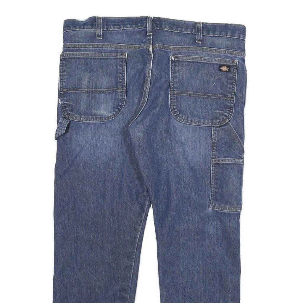 DICKIES Mens Jeans Blue Regular Straight Denim Medium W36 L28 Workwear Zip