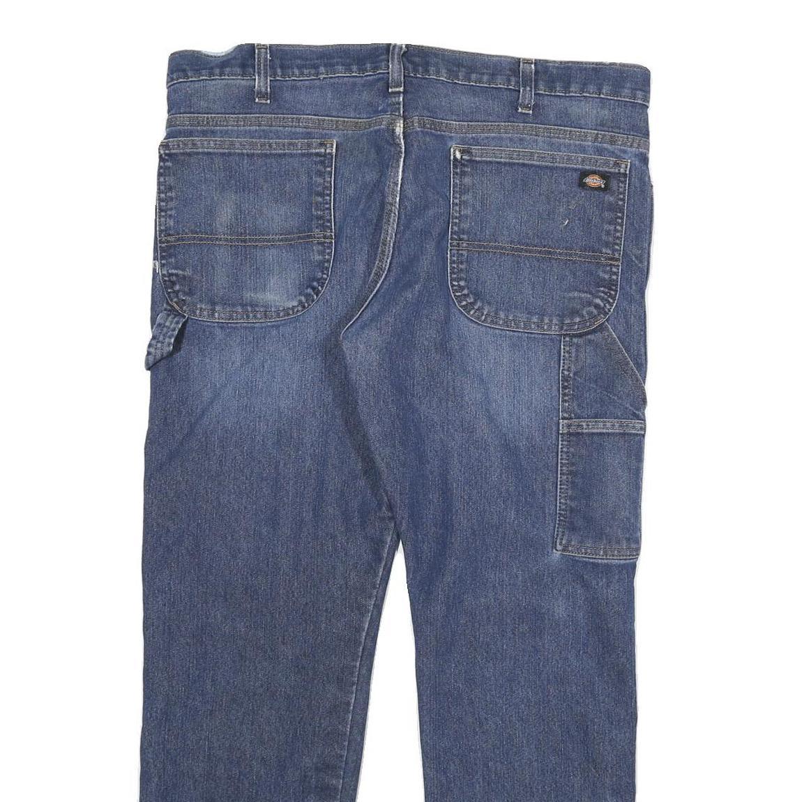 DICKIES Mens Jeans Blue Regular Straight Denim Medium W36 L28 Workwear Zip