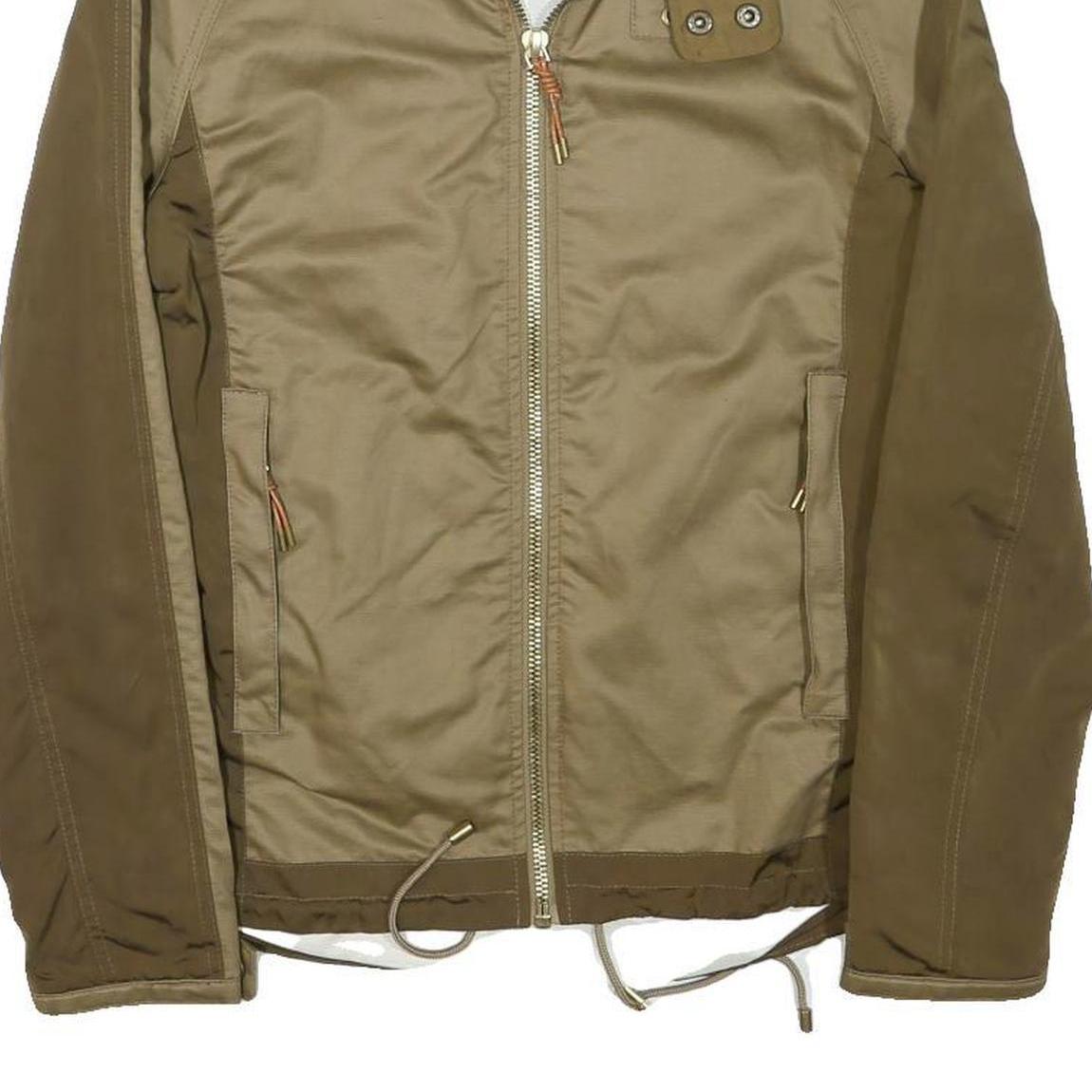 ZARA MAN Mens Beige & Brown Zip Jacket S Polyester Blend Casual Lightweight