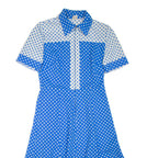 Womens Day Dress Blue Spotted Short Sleeve Knee Length M