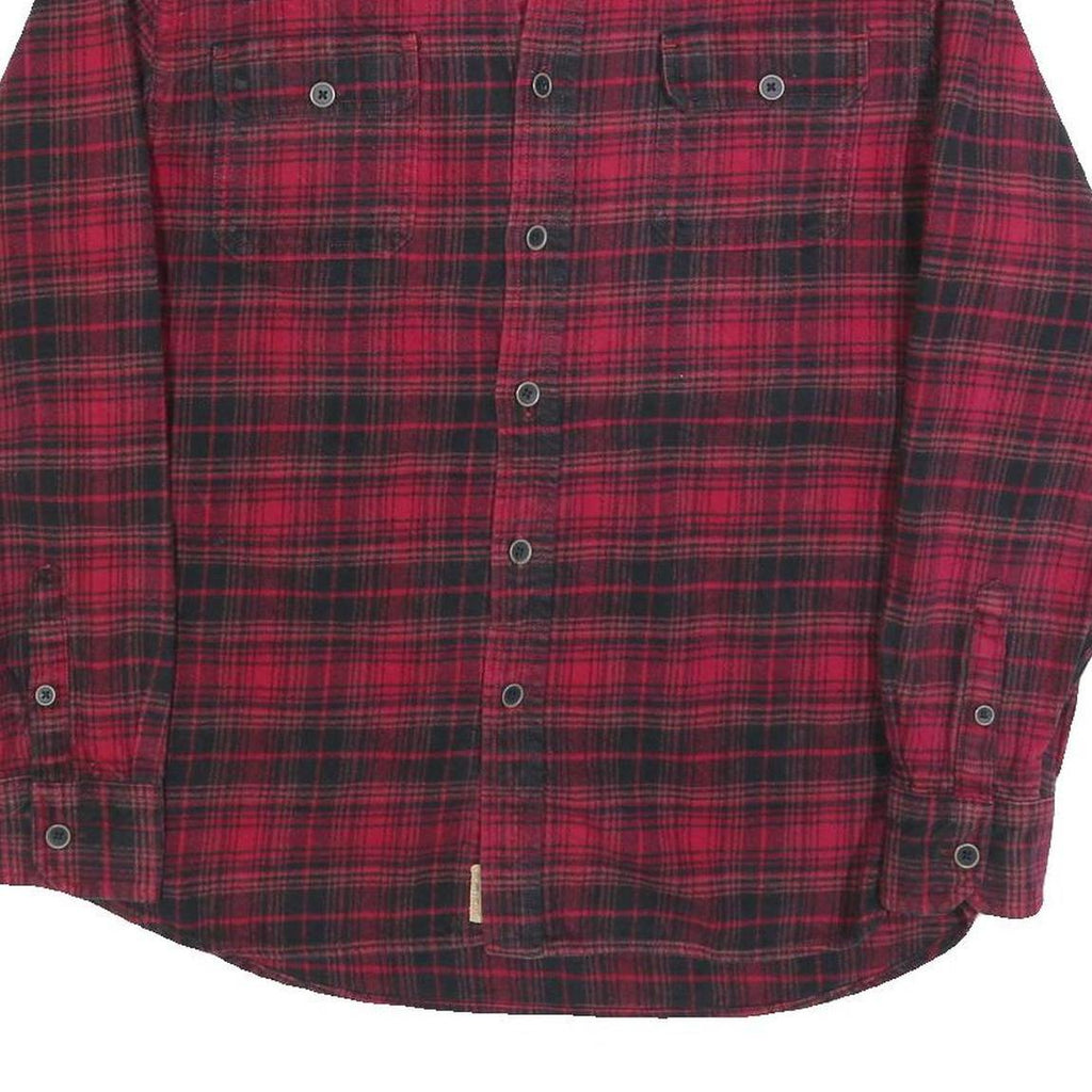 JACHS Mens Red & Black Check Shirt S Classic Fit Cotton Blend Casual Button-Up