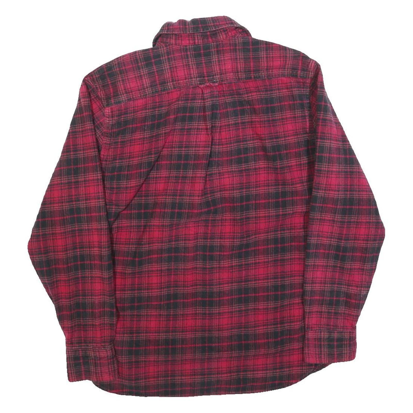 JACHS Mens Red & Black Check Shirt S Classic Fit Cotton Blend Casual Button-Up