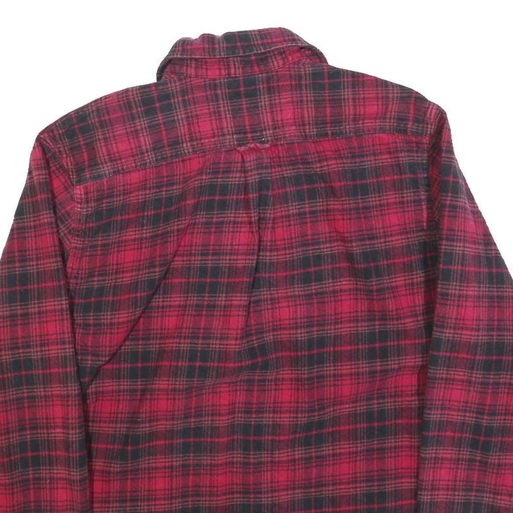 JACHS Mens Red & Black Check Shirt S Classic Fit Cotton Blend Casual Button-Up