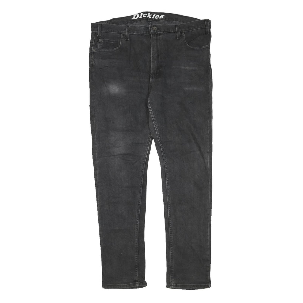 DICKIES Mens Regular Fit Black Denim Jeans W42 L32 Cotton Blend Zip