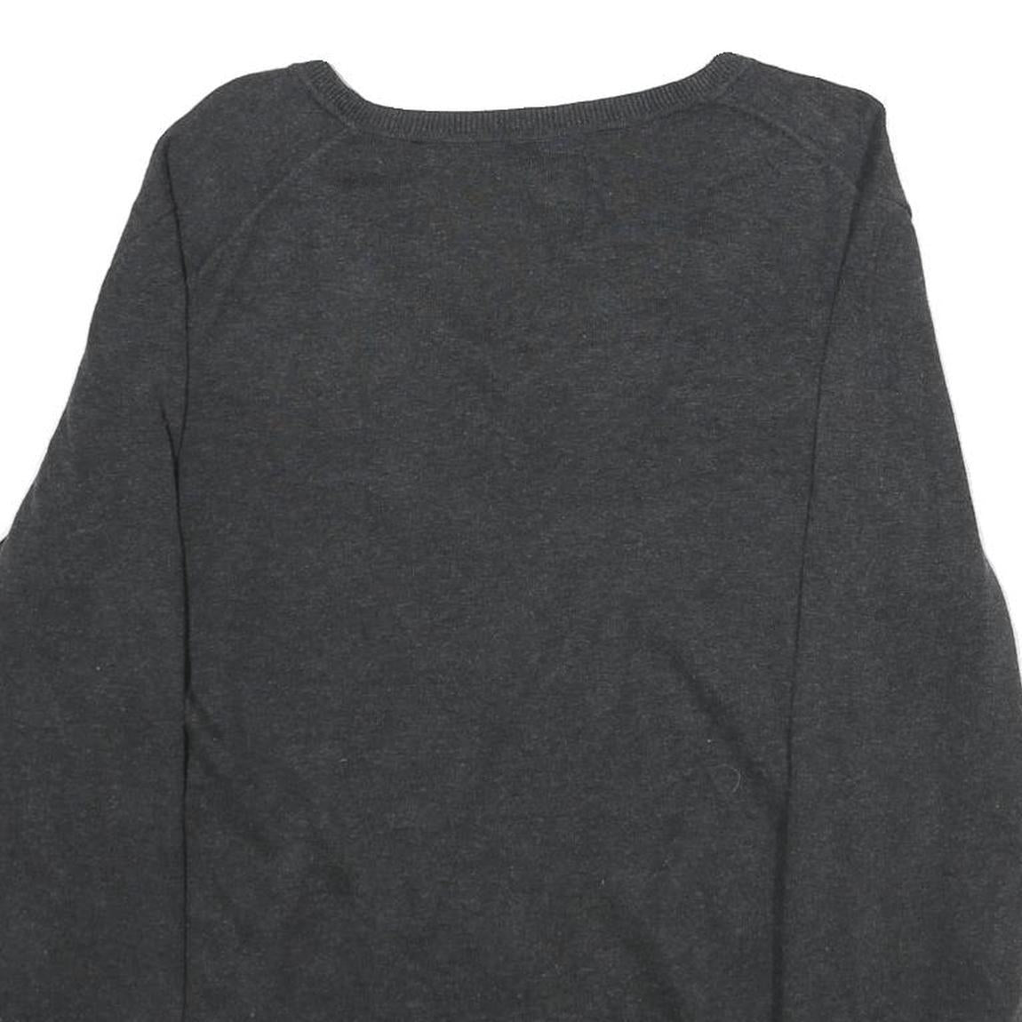 TOMMY HILFIGER Mens Charcoal Grey Patterned V-Neck Basic Knit 2XL Jumper Cotton