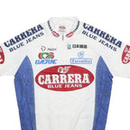 CARRERA Mens White & Blue Logo Cycling Short Sleeve Half Zip M Jersey
