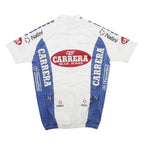 CARRERA Mens White & Blue Logo Cycling Short Sleeve Half Zip M Jersey