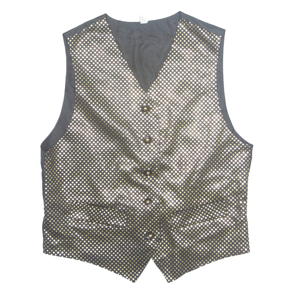 Womens Blazer Waistcoat Black 90s Spotted UK 10