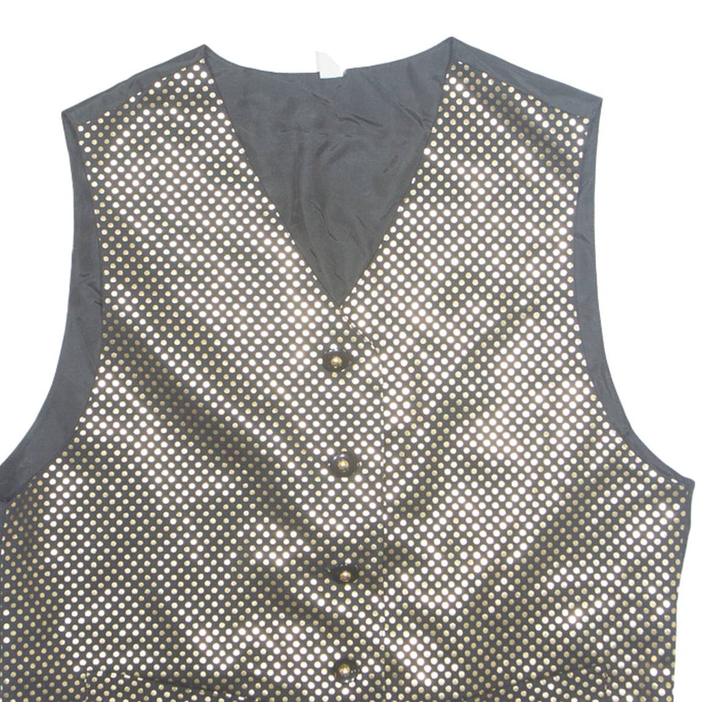 Womens Blazer Waistcoat Black 90s Spotted UK 10