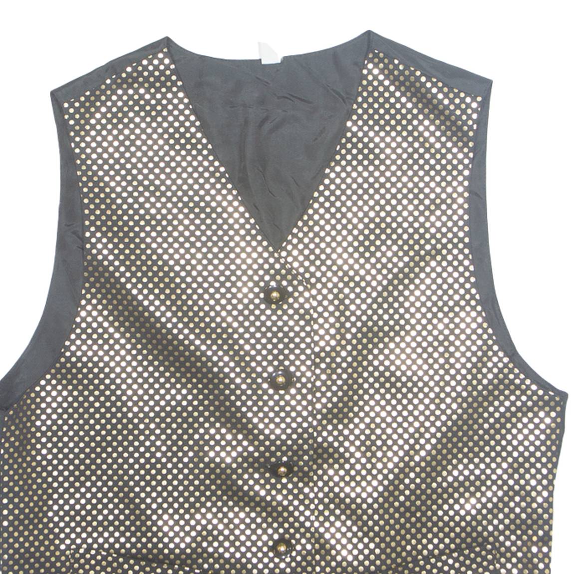 Womens Blazer Waistcoat Black 90s Spotted UK 10