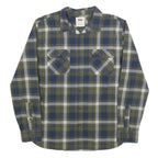 LEVI'S Mens Blue & Green Check Shirt M Cotton Blend Casual Long Sleeve Button