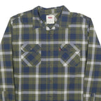 LEVI'S Mens Blue & Green Check Shirt M Cotton Blend Casual Long Sleeve Button