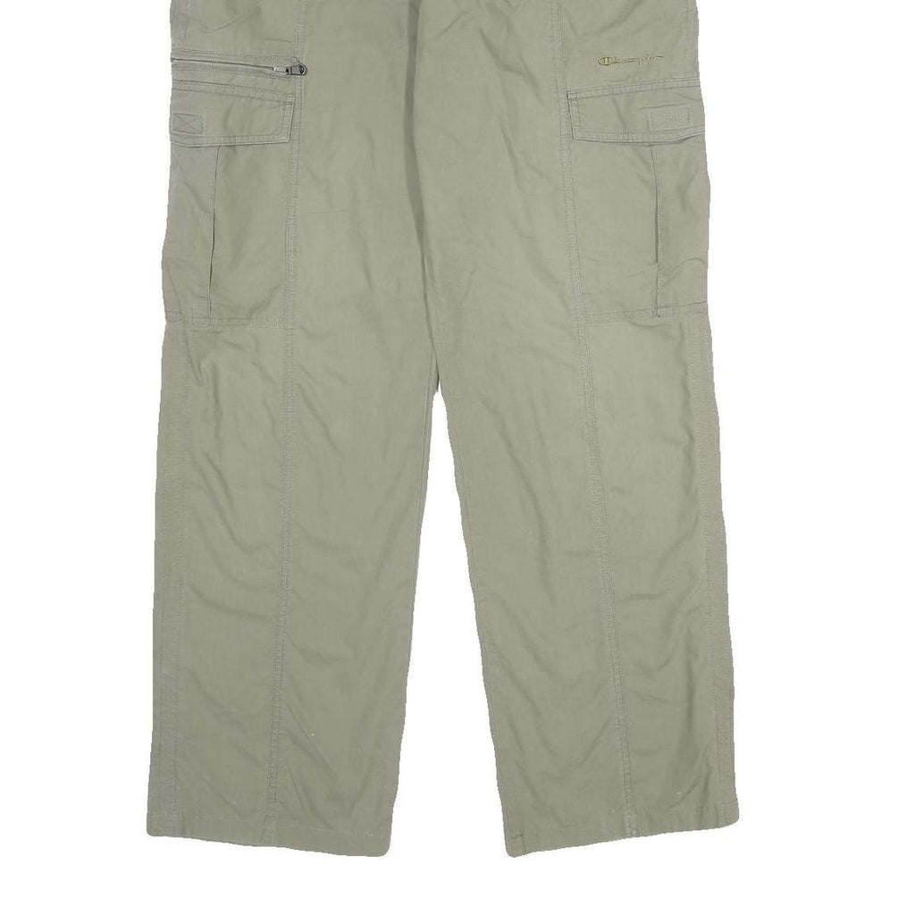CHAMPION Mens Cotton Beige Regular Fit Cargo Trousers W36 L32 Casual Utility