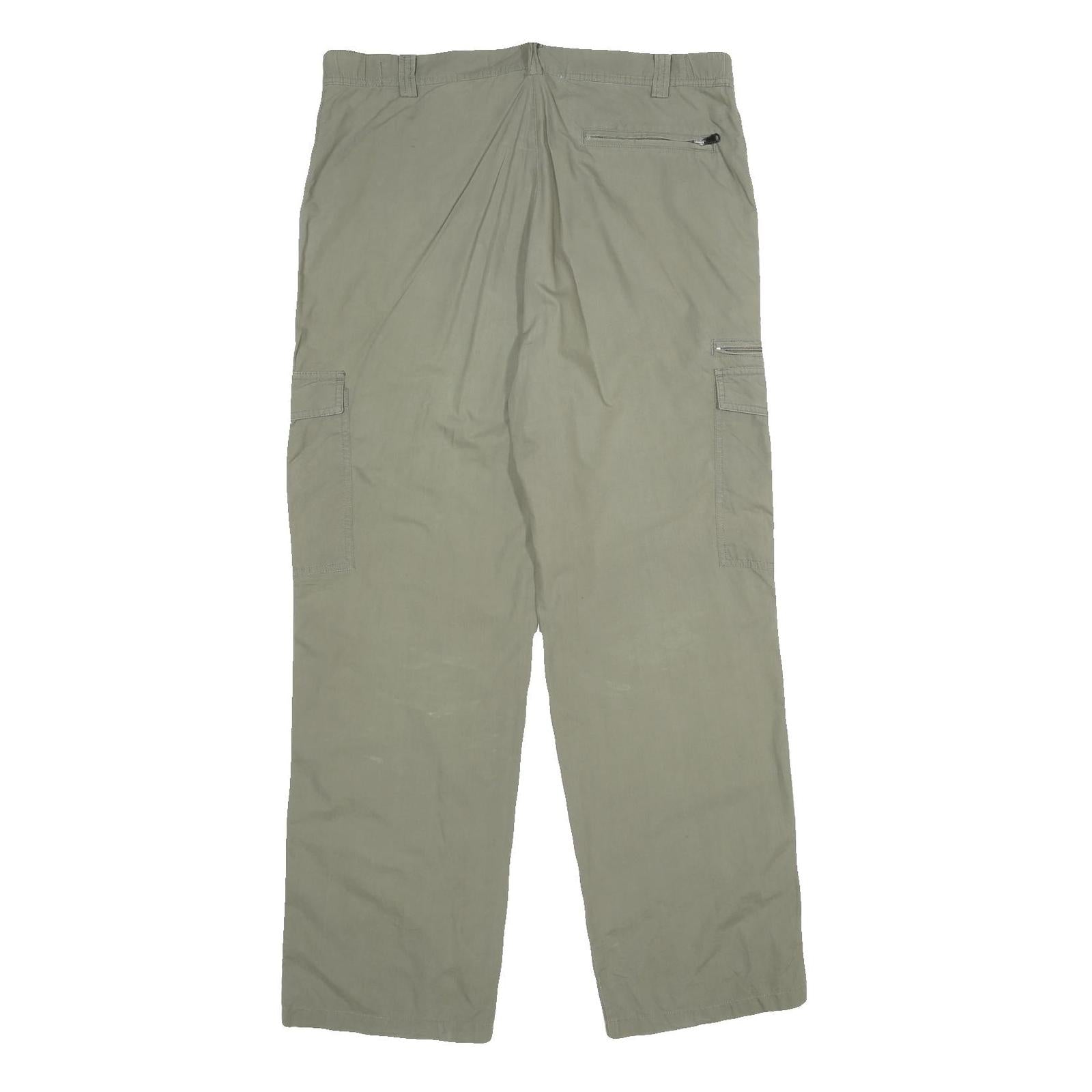 CHAMPION Mens Cotton Beige Regular Fit Cargo Trousers W36 L32 Casual Utility