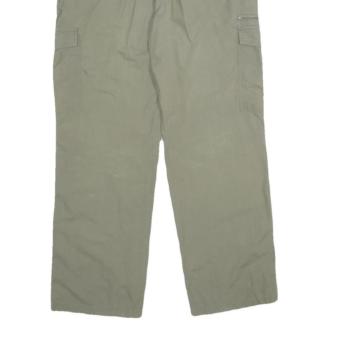 CHAMPION Mens Cotton Beige Regular Fit Cargo Trousers W36 L32 Casual Utility