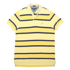 TOMMY HILFIGER Mens Yellow & Navy Stripe Short Sleeve Polo Shirt M Casual Cotton