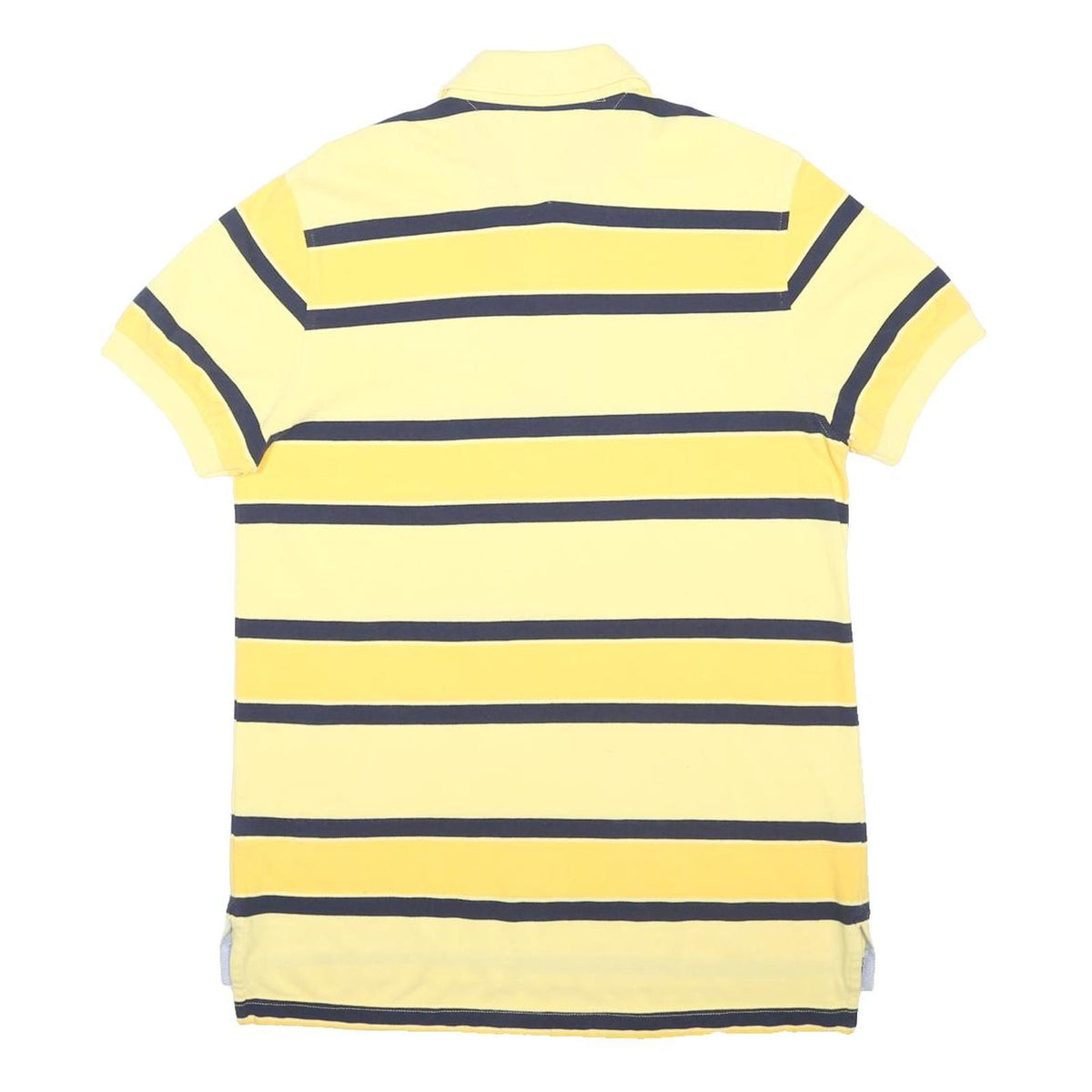 TOMMY HILFIGER Mens Yellow & Navy Stripe Short Sleeve Polo Shirt M Casual Cotton