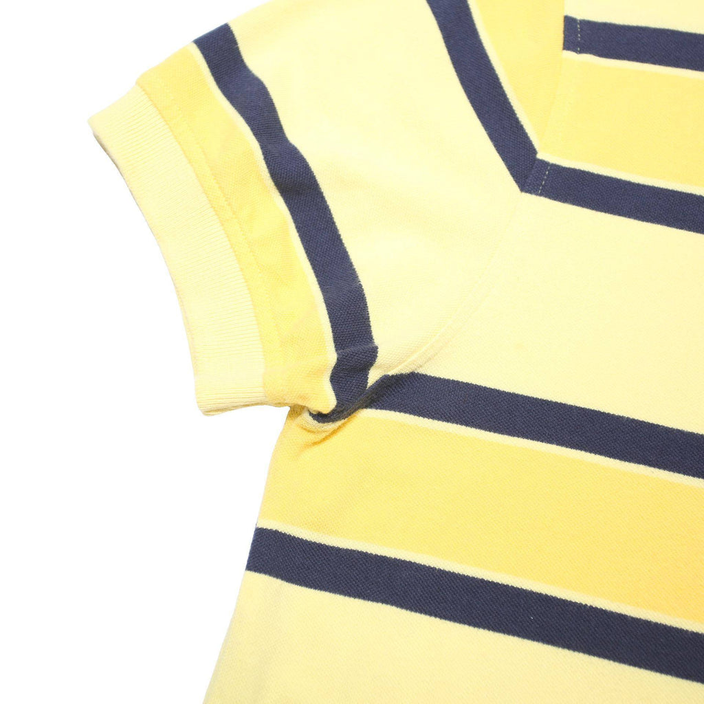 TOMMY HILFIGER Mens Yellow & Navy Stripe Short Sleeve Polo Shirt M Casual Cotton
