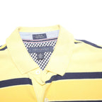 TOMMY HILFIGER Mens Yellow & Navy Stripe Short Sleeve Polo Shirt M Casual Cotton