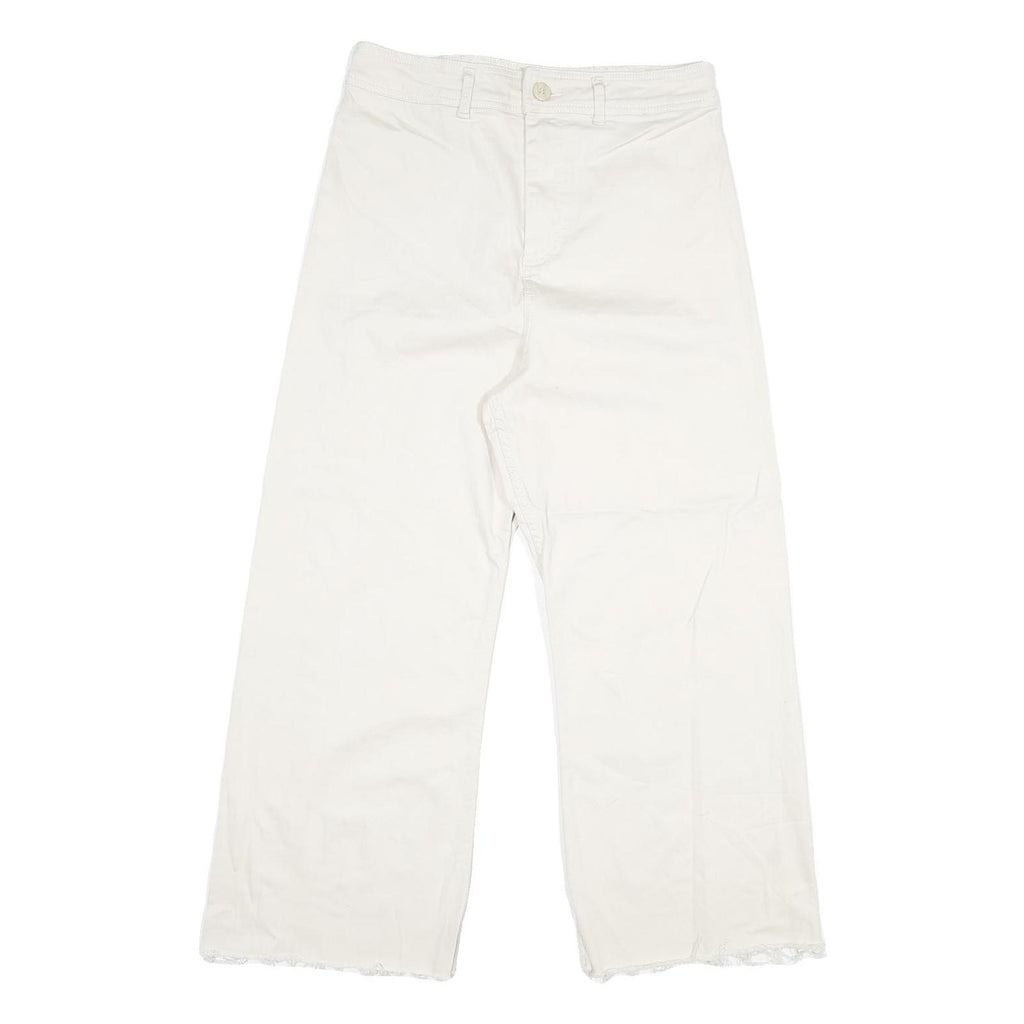 Womens White Regular Fit Straight Cotton Jeans W31 L26 Zip Closure Casual