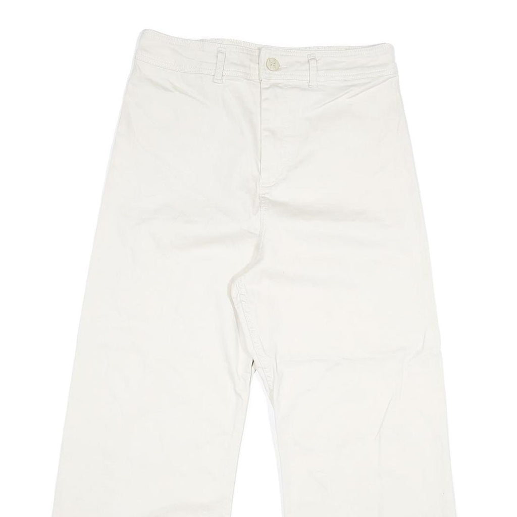 Womens White Regular Fit Straight Cotton Jeans W31 L26 Zip Closure Casual