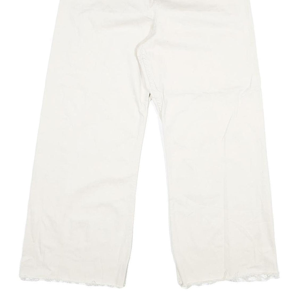 Womens White Regular Fit Straight Cotton Jeans W31 L26 Zip Closure Casual