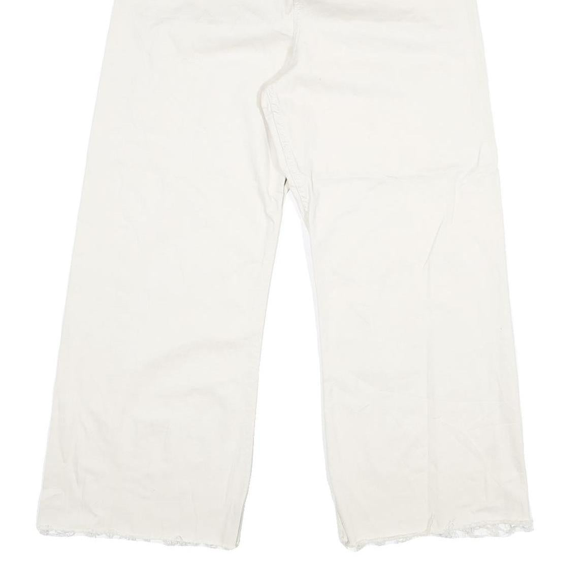 Womens White Regular Fit Straight Cotton Jeans W31 L26 Zip Closure Casual