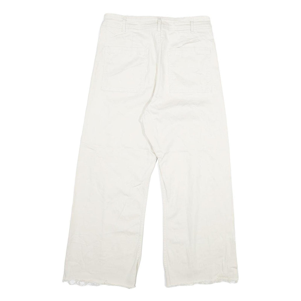 Womens White Regular Fit Straight Cotton Jeans W31 L26 Zip Closure Casual