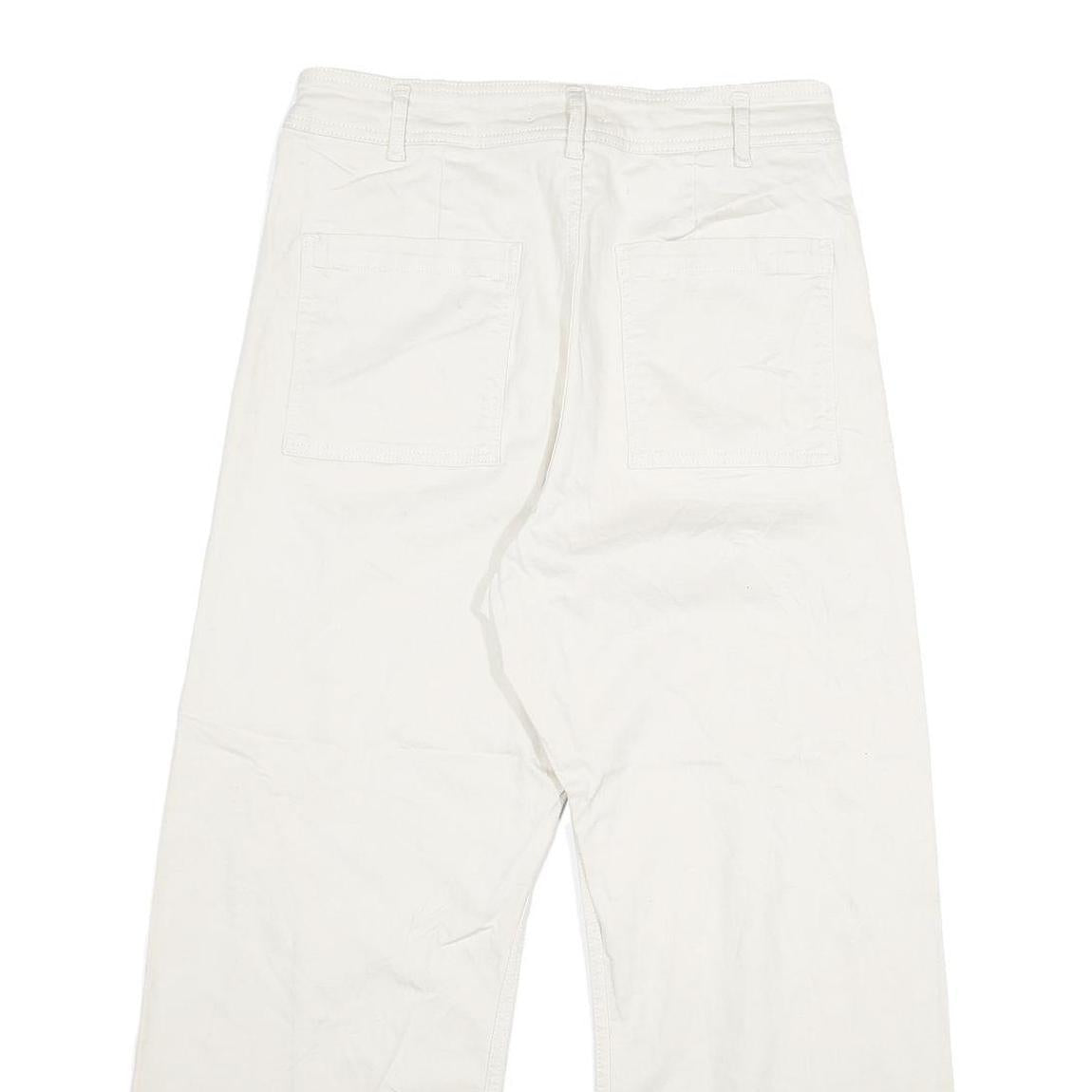 Womens White Regular Fit Straight Cotton Jeans W31 L26 Zip Closure Casual