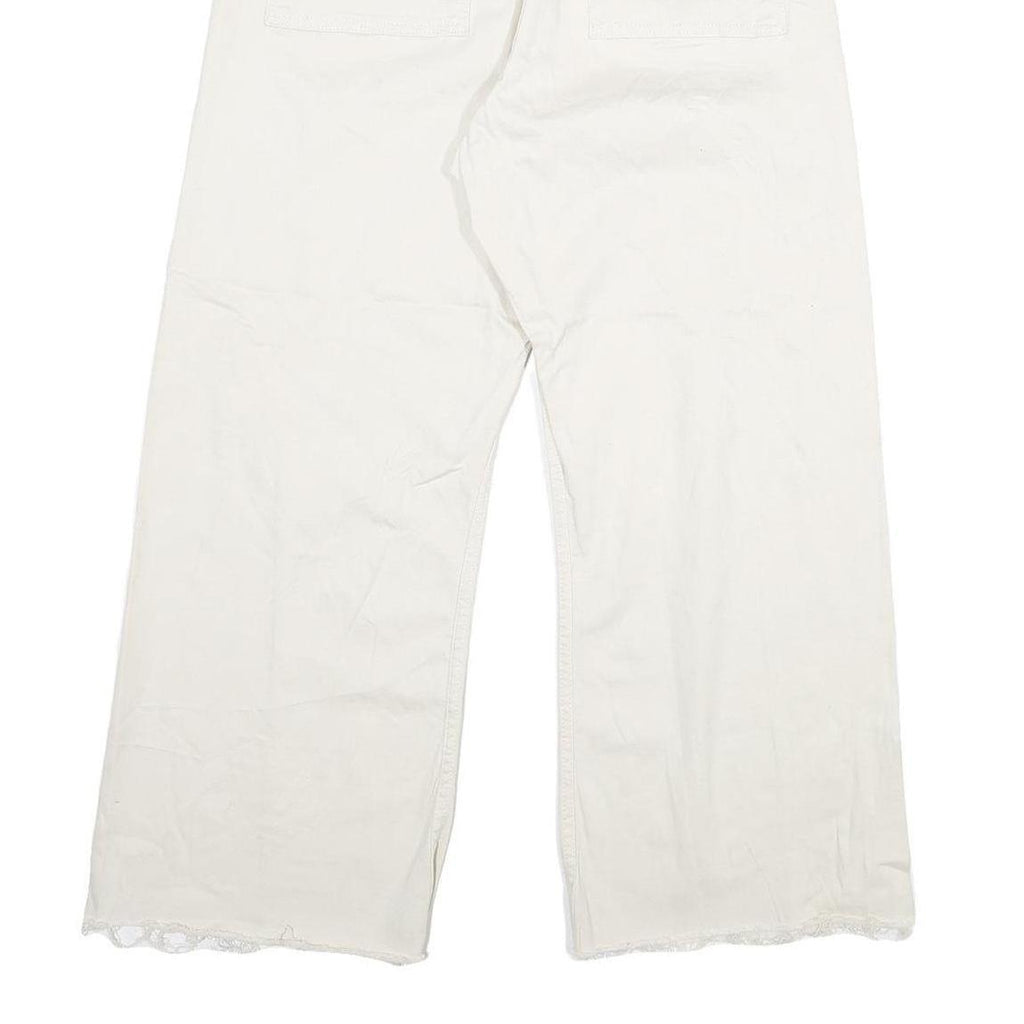 Womens White Regular Fit Straight Cotton Jeans W31 L26 Zip Closure Casual