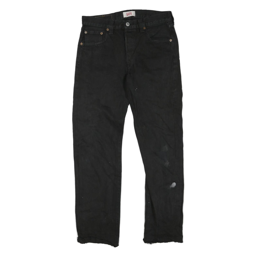 LEVI'S 501 Mens Black Regular Straight Denim W30 L29 Button Cotton Blend Jeans