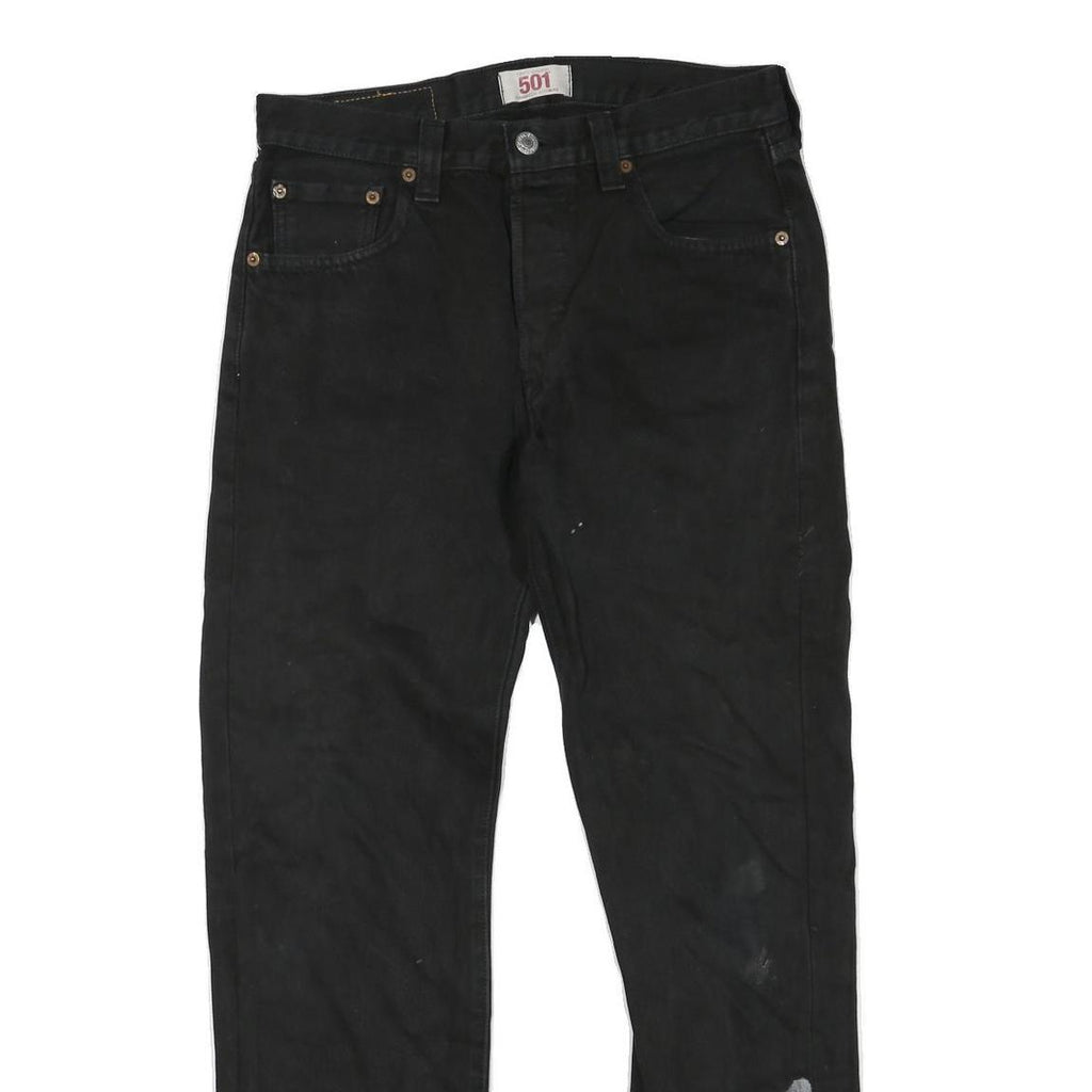 LEVI'S 501 Mens Black Regular Straight Denim W30 L29 Button Cotton Blend Jeans