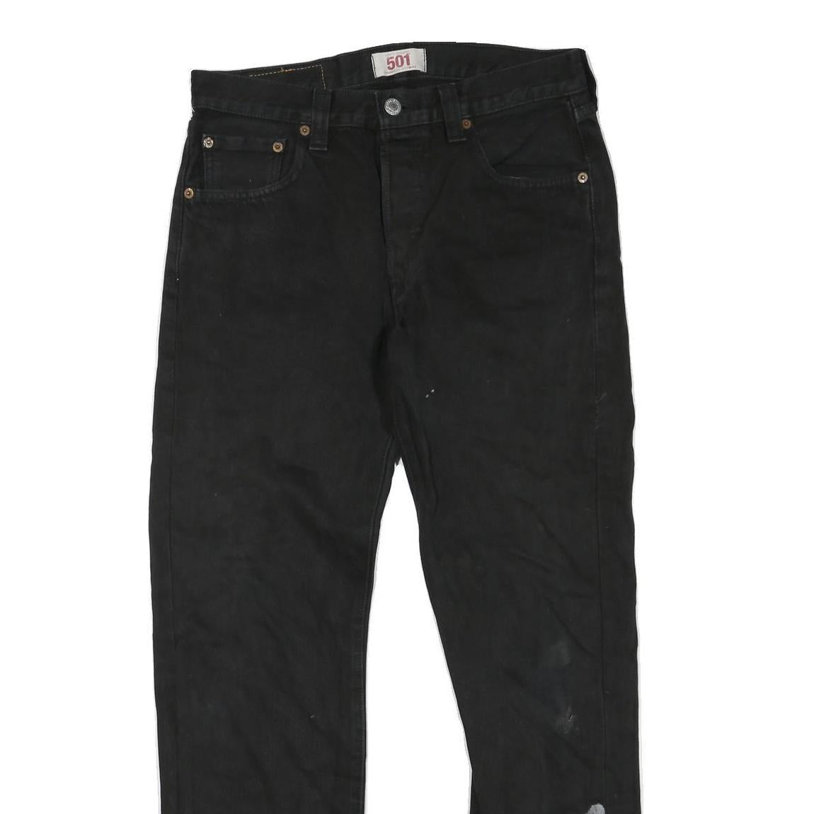 LEVI'S 501 Mens Black Regular Straight Denim W30 L29 Button Cotton Blend Jeans