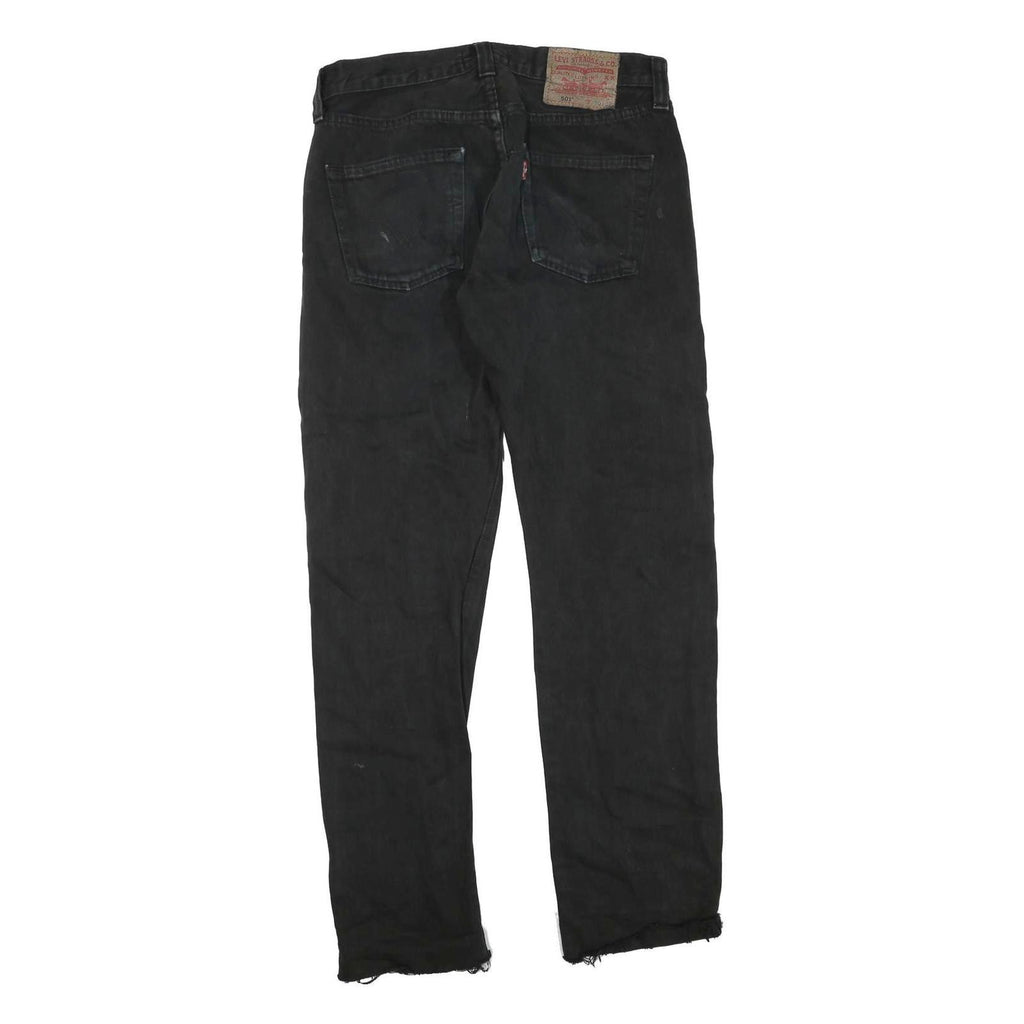 LEVI'S 501 Mens Black Regular Straight Denim W30 L29 Button Cotton Blend Jeans