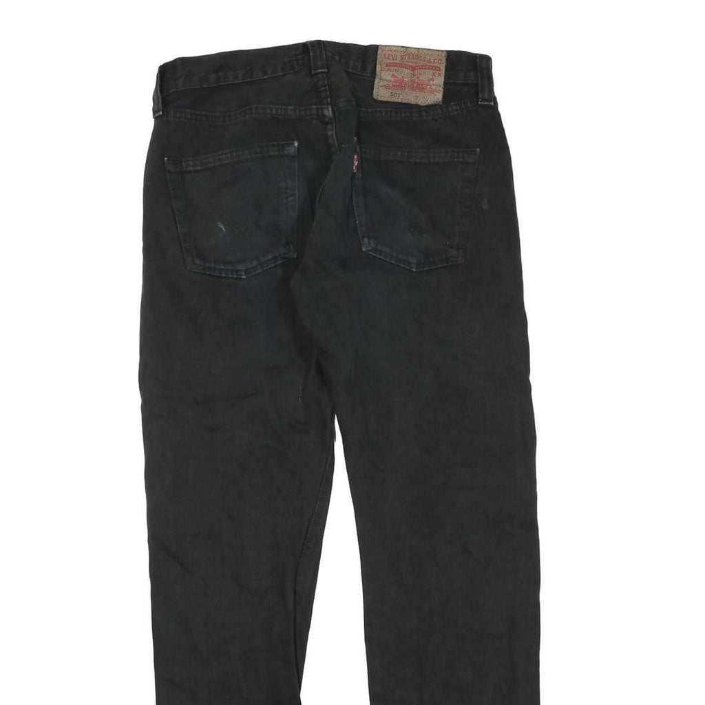 LEVI'S 501 Mens Black Regular Straight Denim W30 L29 Button Cotton Blend Jeans