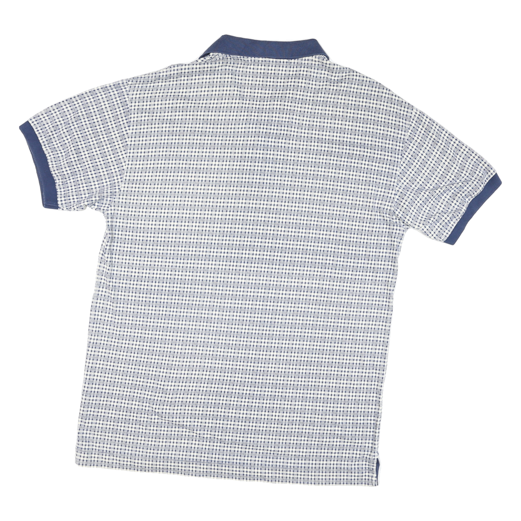 NAUTICA Mens Blue & White Check Short Sleeve Polo Shirt L Cotton Blend Casual