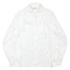 DEL MOD Womens White Printed Blouse Long Sleeve Collared Size L Elegant Top