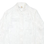 DEL MOD Womens White Printed Blouse Long Sleeve Collared Size L Elegant Top