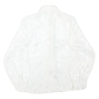 DEL MOD Womens White Printed Blouse Long Sleeve Collared Size L Elegant Top