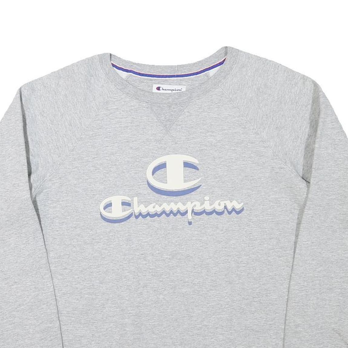 CHAMPION Mens Grey Crew Neck M Cotton Blend Pullover Sweatshirt