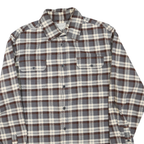 JACHS Mens Brown & Grey Check Shirt L Button Down Cotton Blend Casual Shirt