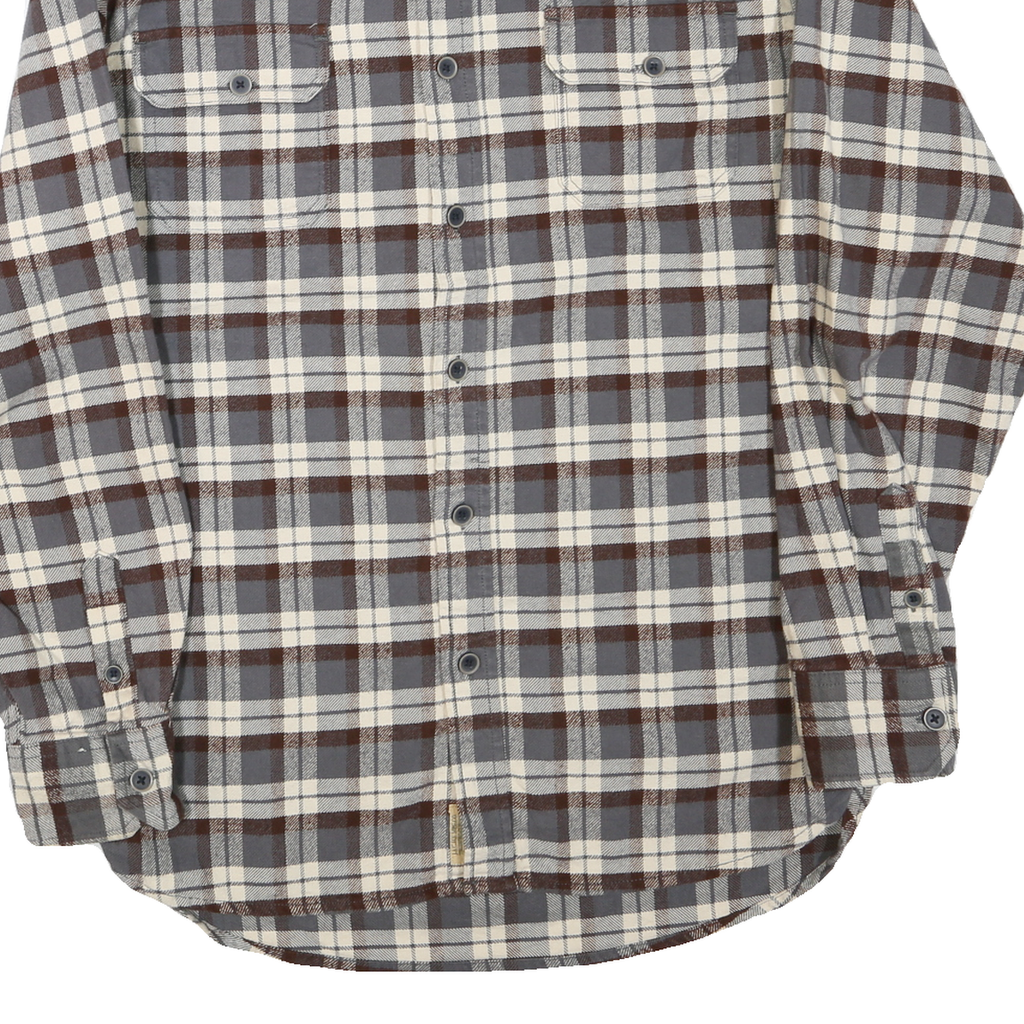 JACHS Mens Brown & Grey Check Shirt L Button Down Cotton Blend Casual Shirt