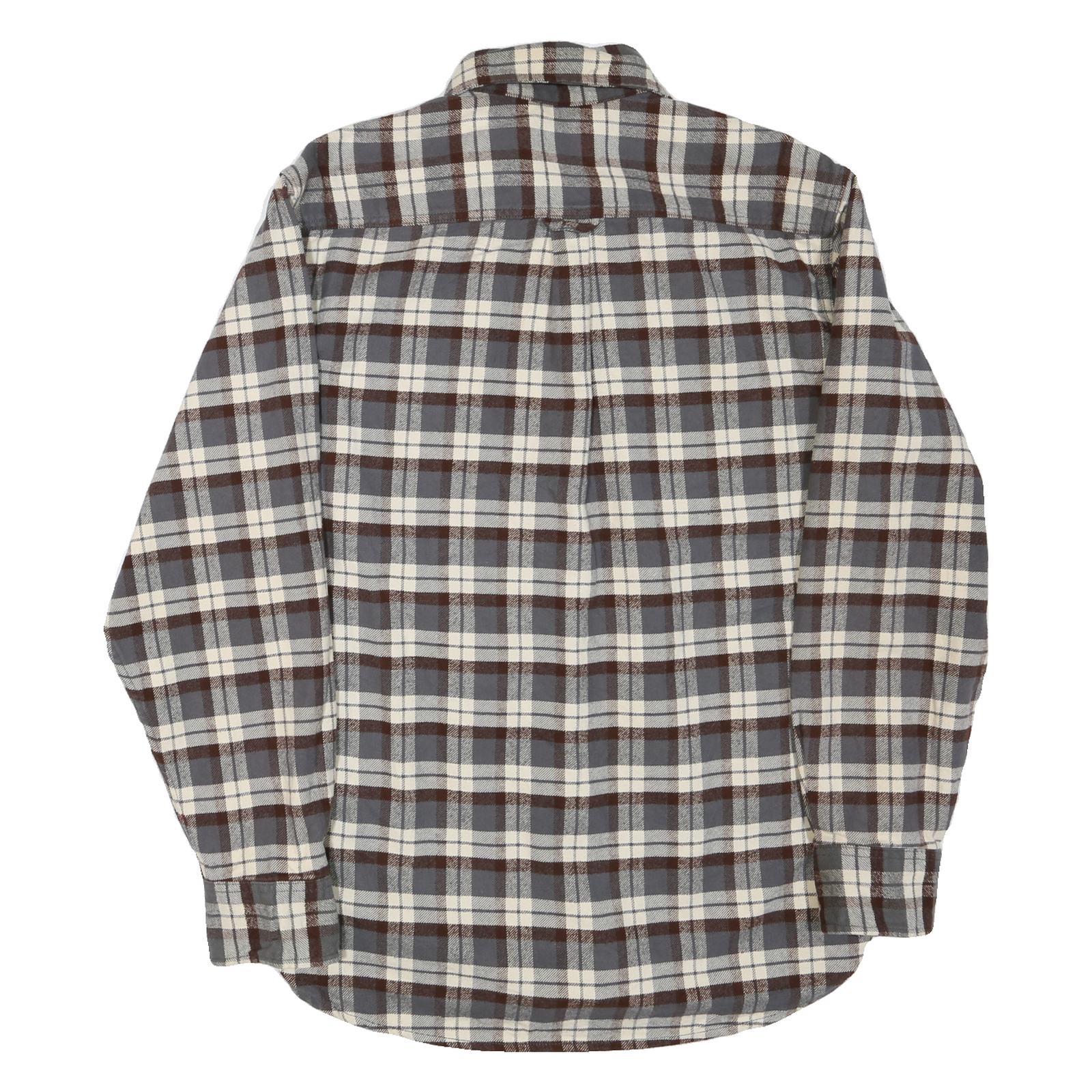 JACHS Mens Brown & Grey Check Shirt L Button Down Cotton Blend Casual Shirt