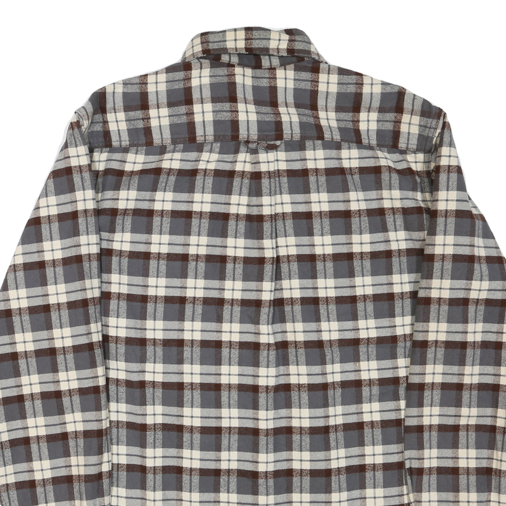 JACHS Mens Brown & Grey Check Shirt L Button Down Cotton Blend Casual Shirt