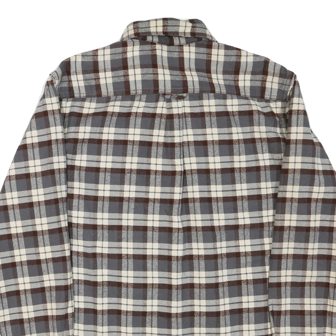 JACHS Mens Brown & Grey Check Shirt L Button Down Cotton Blend Casual Shirt