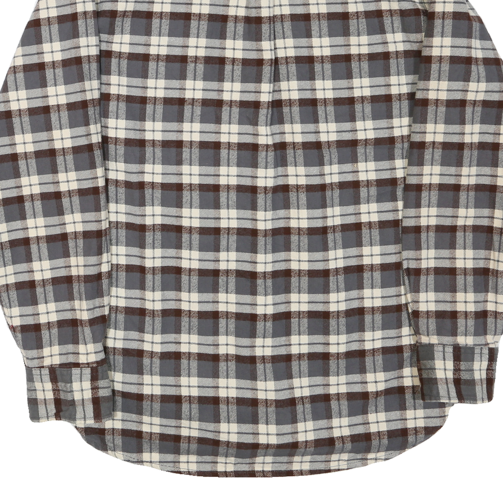 JACHS Mens Brown & Grey Check Shirt L Button Down Cotton Blend Casual Shirt
