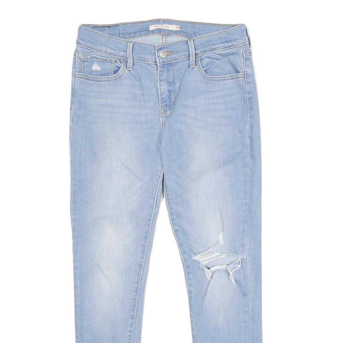 LEVI'S 710 Super Skinny Womens Jeans Blue Slim Denim Light W28 L28 Distressed