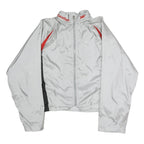 ASICS Mens White & Red Sports Track Jacket M Polyester Zip Collar Athletic Fit